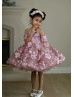 Dusty Pink Beaded Double Straps Lace Tulle Sweet Flower Girl Dress